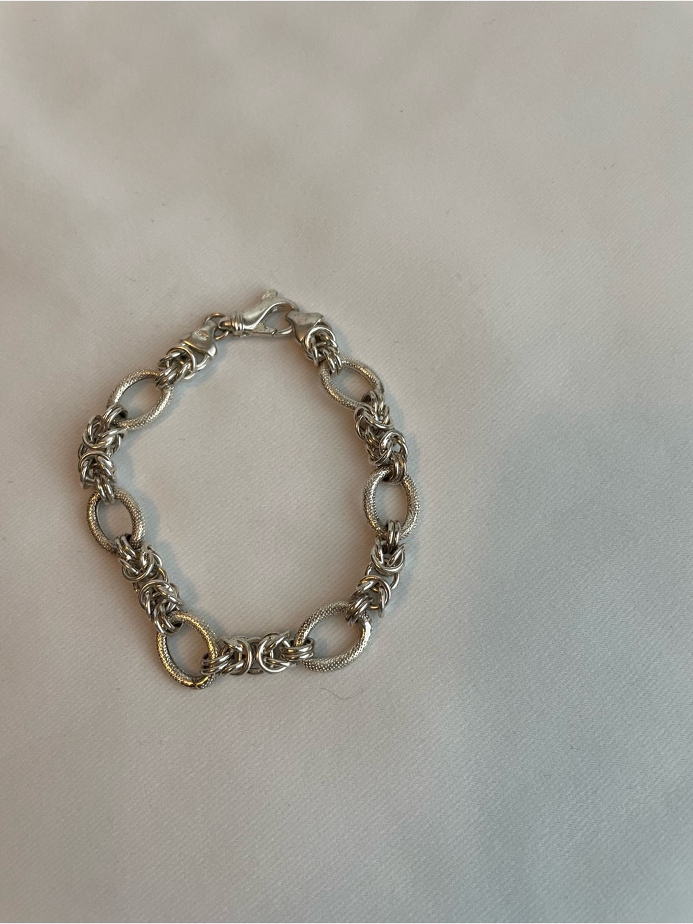925 Sterling Sliver Italy Byzantine Link King Chain bracelet oval luxury stamped